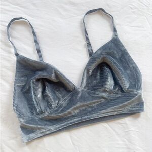 Victoria’s Secret Ribbed Gray Velvet Bralette size M